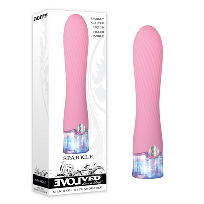 Sparkle Rechargeable Silicone Vibrator With Glitter Handle - Pink (6109047423173)