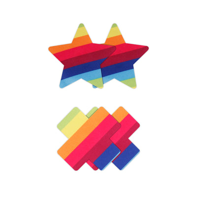 Pretty Pasties - Pride Cross & Star - Rainbow - 2 Pair (8189925425369)