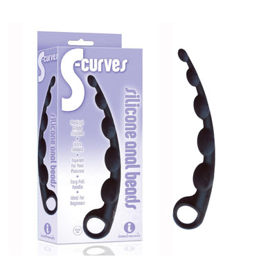 The 9's - S-Curves Silicone Anal Beads - Black (4720212639843)