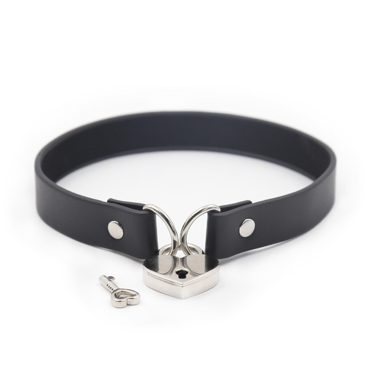 Collar - Heart Lock Connector Neck Collar with Key - Black – WET DREAMS PTY