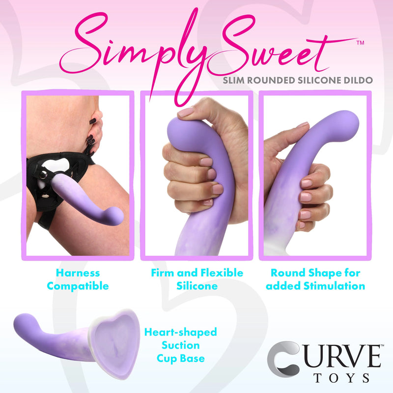 Simply Sweet Slim G-Spot Silicone Dildo - Purple/White (8189909008601)