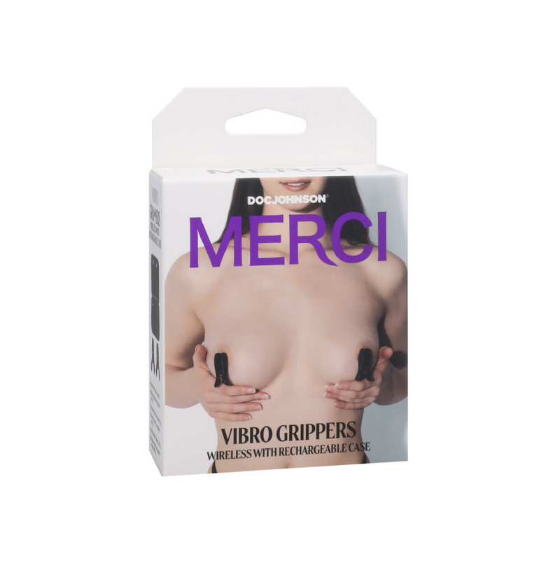 Merci - Vibro Grippers - Wireless Vibrating Nipple Clamps with Rechargeable Case - Black (8705332183257)
