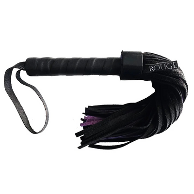 Rouge Leather Handle Suede Flogger - Black-Purple (8181854306521)