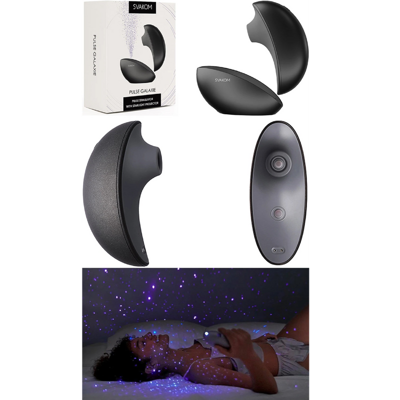 Svakom Pulse Galaxie App Compatible Rechargeable Silicone Clitoral Stimulator with Remote - Midnight Black (8491729813721)