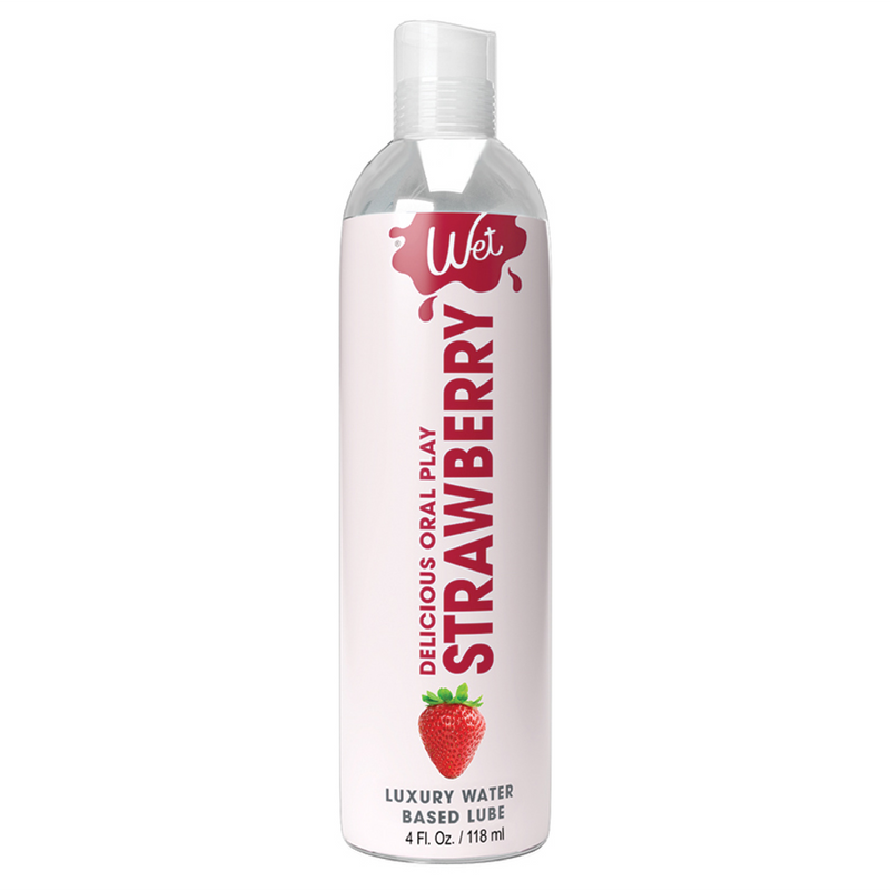 Wet Delicious Oral Play Strawberry Waterbased Flavored Lubricant 4oz (8513010467033)