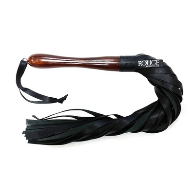Wooden Handle Leather Flogger Black (8181792014553)