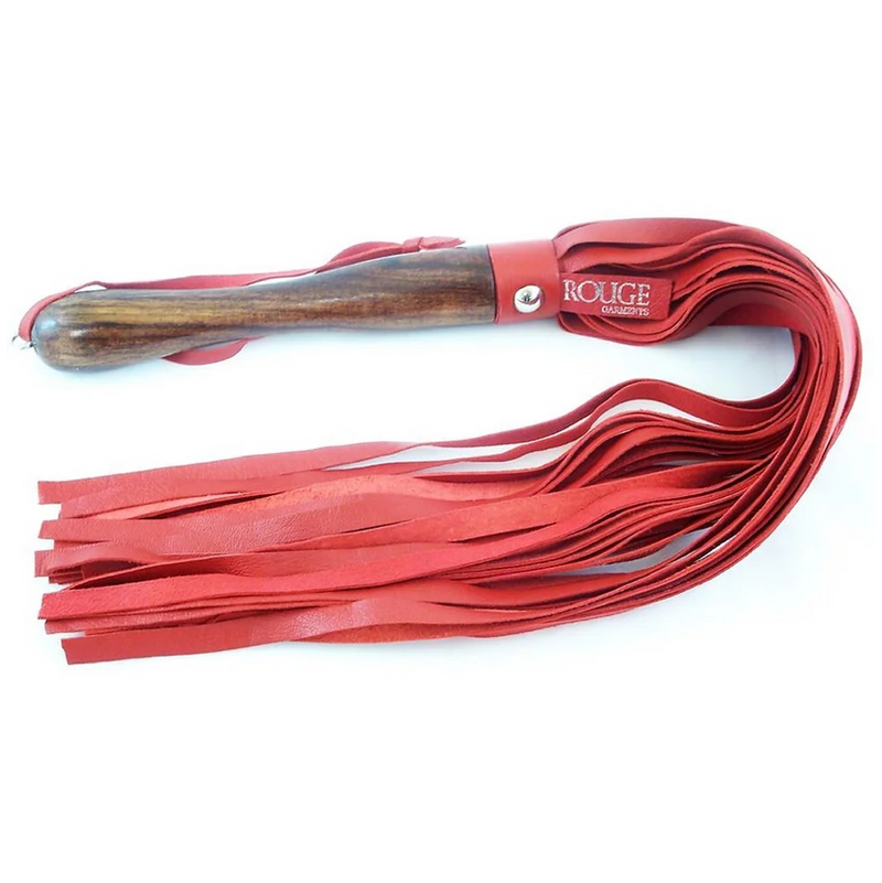 Wooden Handle Leather Flogger Red (8181794701529)