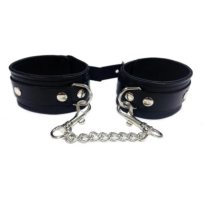 Genuine Leather Wrist Cuffs Black (8181812363481)