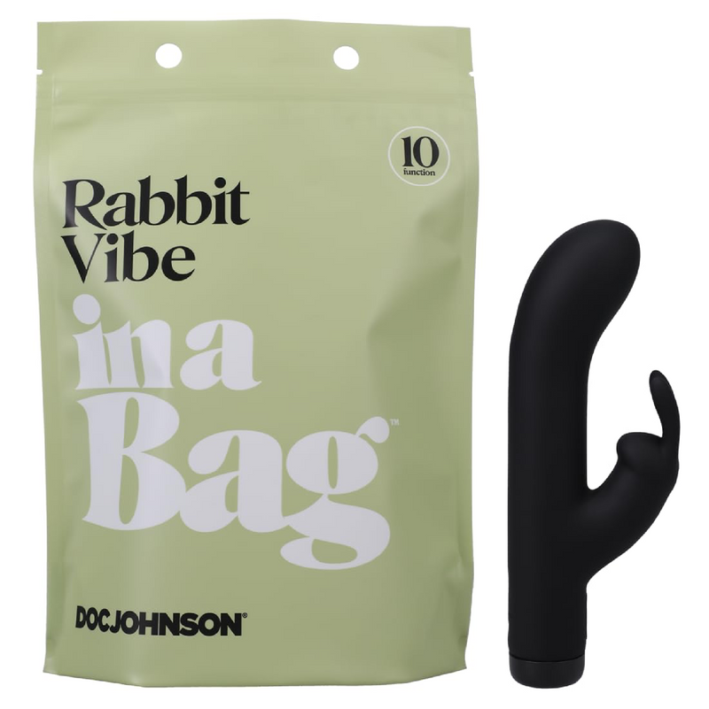 In a Bag Silicone Rechargeable Rabbit Vibrator - Black (8199375192281)
