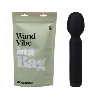 In a Bag Silicone Rechargeable Wand Massager - Black (8199371161817)