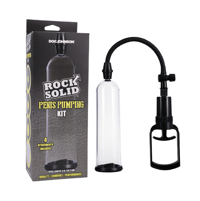 Rock Solid - Penis Pumping Kit - Black/Clear (8236632637657)