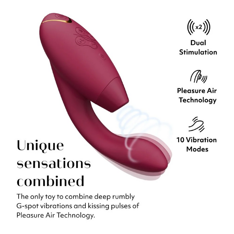 Womanizer Duo 2 Silicone Rechargeable Clitoral and G-Spot Stimulator - Bordeaux (8215868014809)