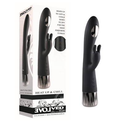 Heat Up & Chill Rechargeable Silicone Heating and Cooling G-Spot Dual Stim Vibrator - Black (8189878534361)