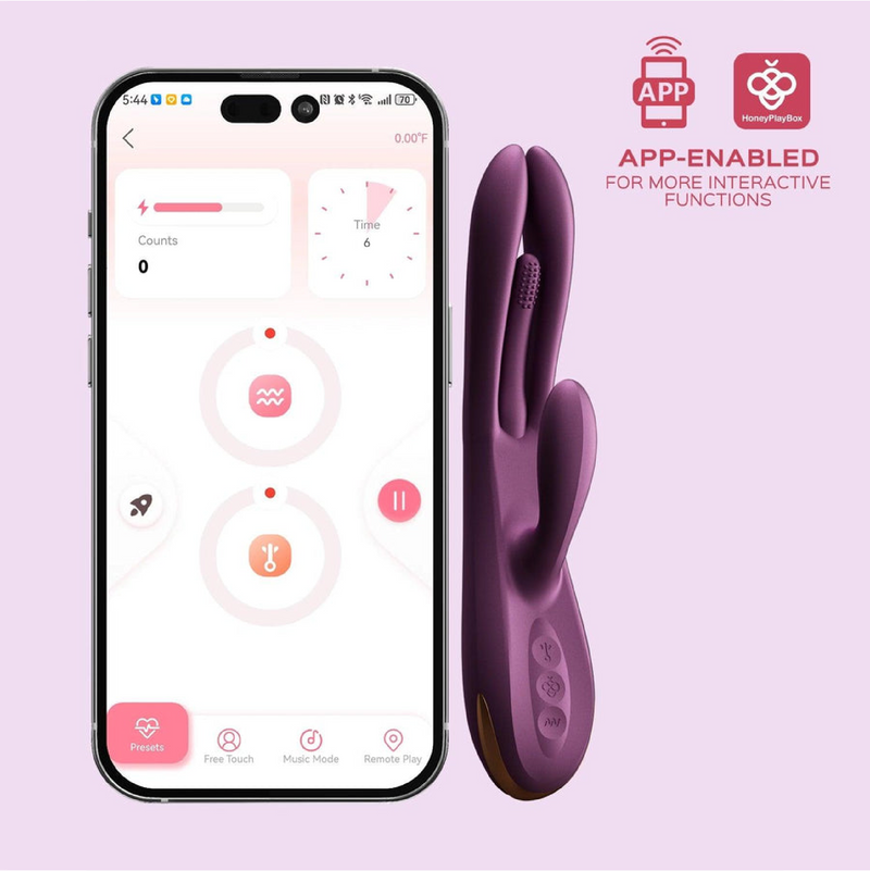 TERRI App-Controlled Kinky Finger Tapping Rabbit Vibrator Purple (8905790554329) (8905794126041)