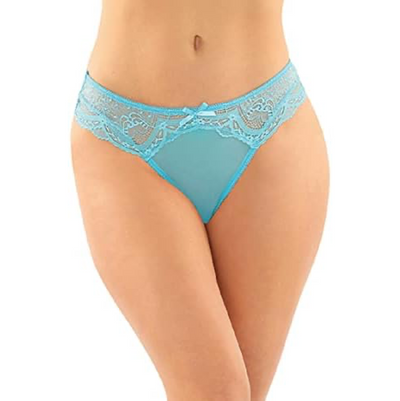 Cassia Crotchless Lace & Mesh Panty Turquoise S/M (8897133183193)