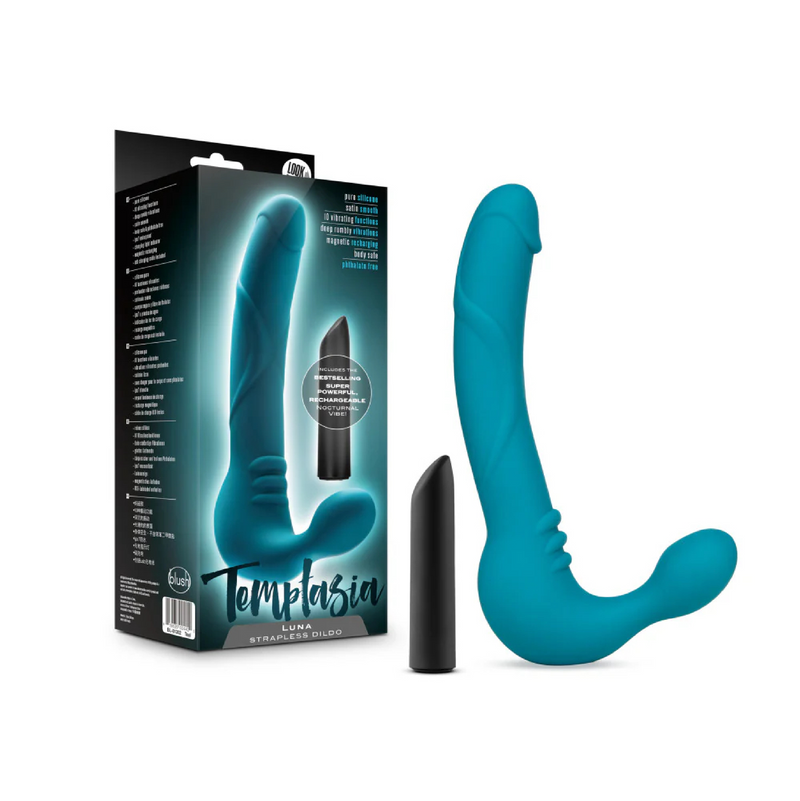 Temptasia - Luna - Strapless Silicone Dildo - Teal (8950164029657)