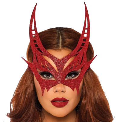 Glitter Die Cut Devil Masquerade Mask Red (8284402909401)