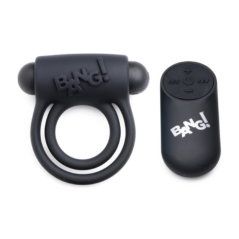 28X Remote Control Vibrating Cock Ring & Bullet - Black (8350306664665)