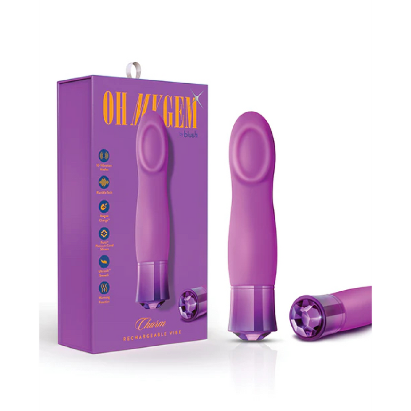 Oh My Gem Charm Rechargeable Silicone Vibrator - Amethyst Purple (8164983177433)