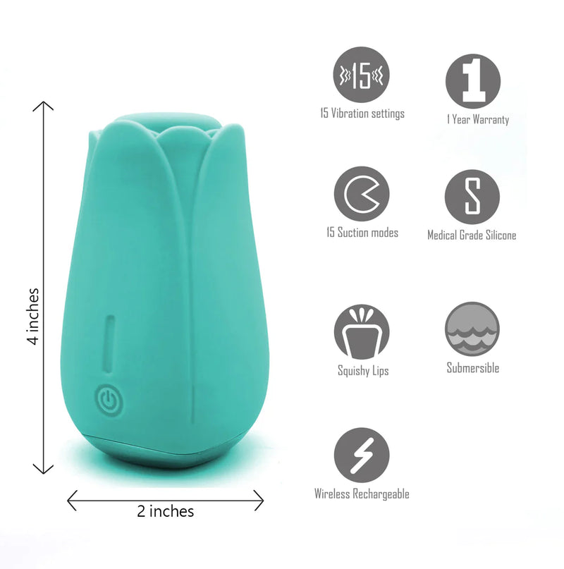 TULIP PRO 15-Function Silicone Suction Toy with Wireless Charge Teal Blue (8235520950489)