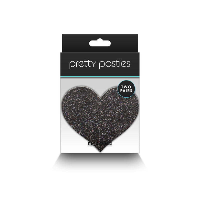 Pretty Pasties - Glitter Hearts - Black/Gold - 2 Pair (8189925818585)