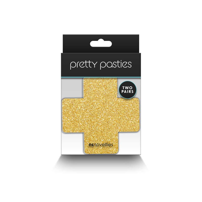 Pretty Pasties - Glitter Cross - Black/Gold - 2 Pair (8189926637785)