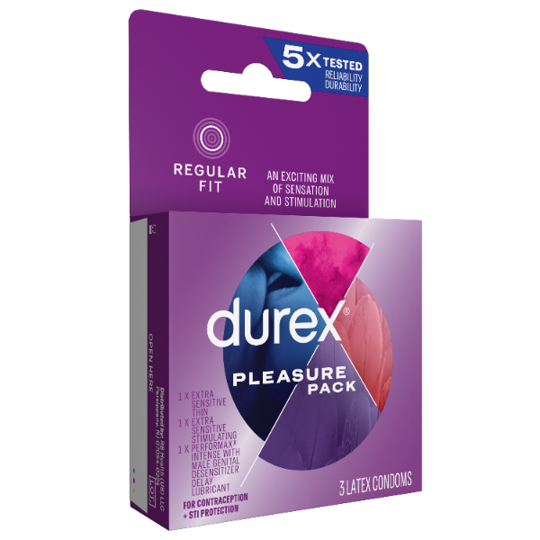 Durex Pleasure Pack, 3 piezas (8168545583321)