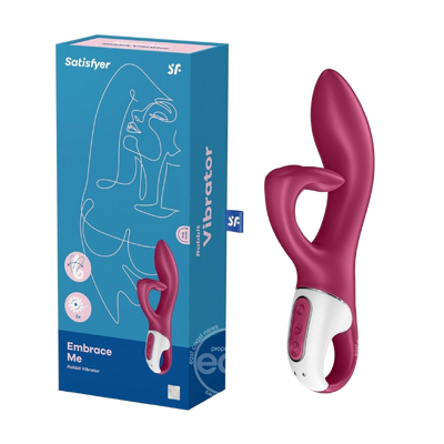 Satisfyer Embrace Me Silicone Rechargeable Vibrator with Clitoral Stimulation - Berry (8134248890585)