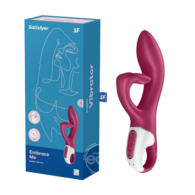 Satisfyer Embrace Me Silicone Rechargeable Vibrator with Clitoral Stimulation - Berry (8134248890585)