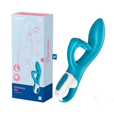 Satisfyer Embrace Me Silicone Rechargeable Vibrator with Clitoral Stimulation - Turquoise (8134243254489)