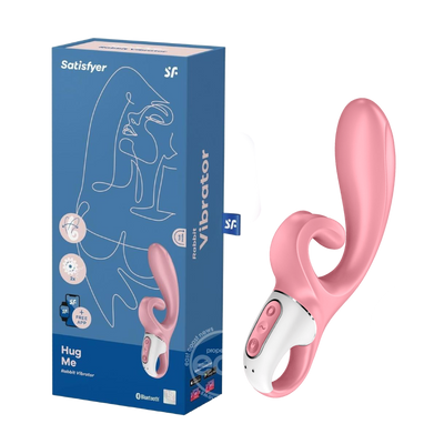 Satisfyer Hug Me Rechargeable Silicone Vibrator with Clitoral Stimulation - Pink (8134230999257)