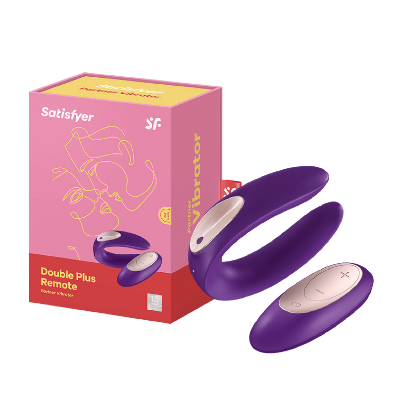 Double Plus Remote Silicone USB Rechargeable Couples Vibe Purple (6097873174725)