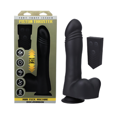 Fort Troff - Piston Thruster - Mini Fuck Machine - Rechargeable Silicone with Remote - Black (8391032733913)