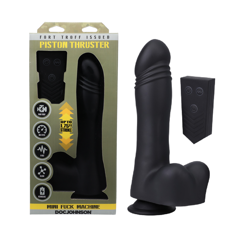 Fort Troff - Piston Thruster - Mini Fuck Machine - Rechargeable Silicone with Remote - Black (8391032733913)