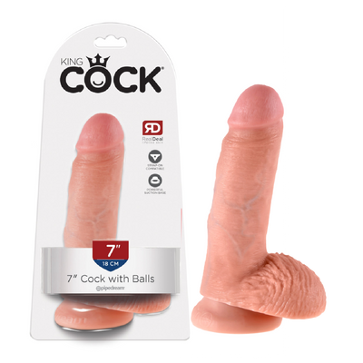 King Cock 7" Cock with Balls - Vanilla (7790951137497)