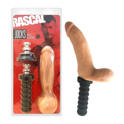 Rascal Jock Adam Silicone Cock Dildo with Silicone Handle or Suction Cup Base 8in - Flesh (8112006660313)