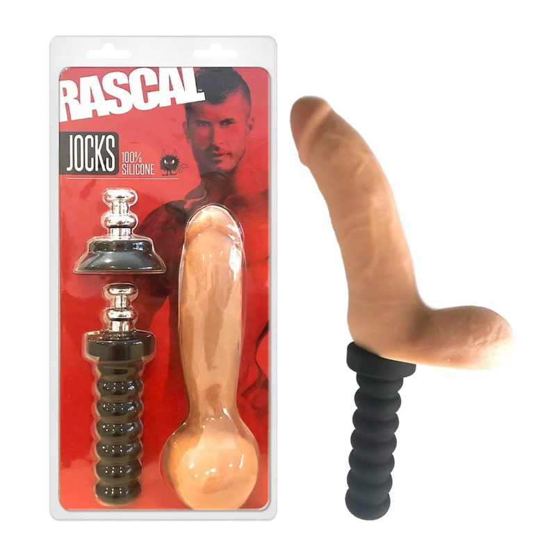 Rascal Jock Adam Silicone Cock Dildo with Silicone Handle or Suction Cup Base 8in - Flesh (8112006660313)