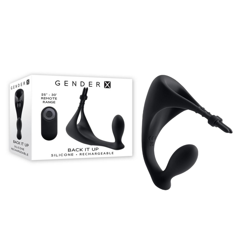 Back It Up Rechargeable Silicone Vibrating Butt Plug with Remote Control - Black (9070943961305)