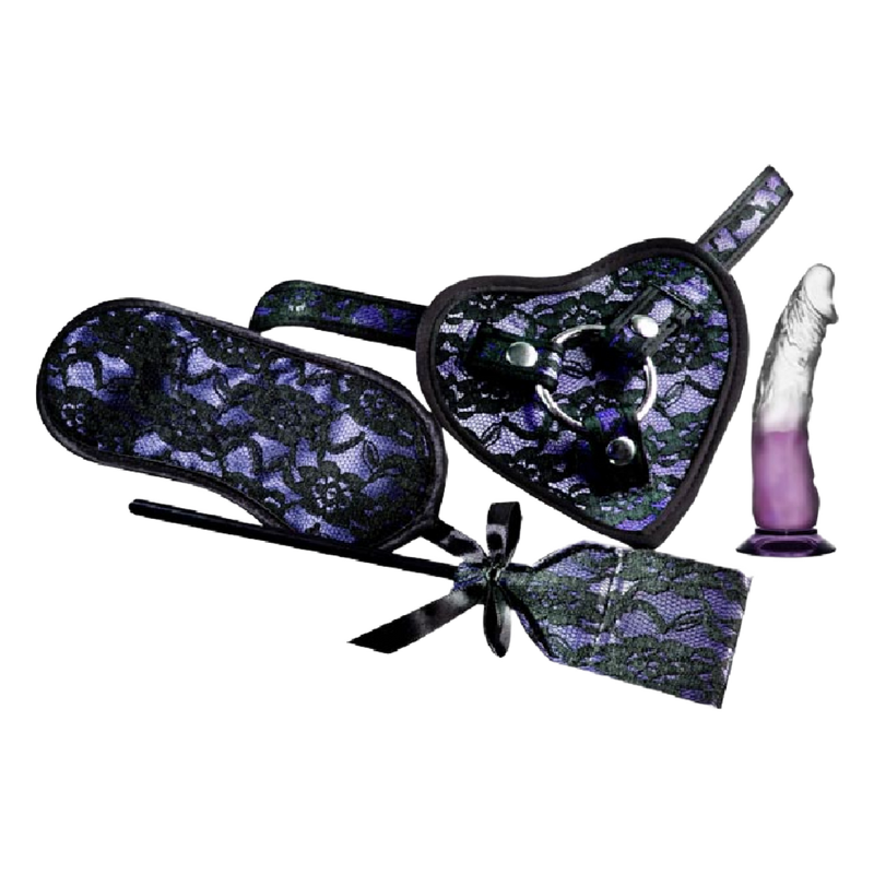 HEART-THROB DELUXE HARNESS KIT WITH CURVED DONG-PURPLE (4714936860771)