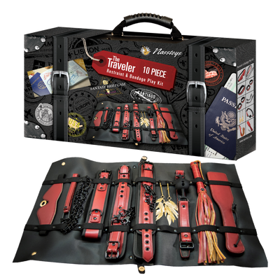 THE TRAVELER 10 PIECE RESTRAINTS & BONDAGE PLAY KIT-MAROON (6750269079749)