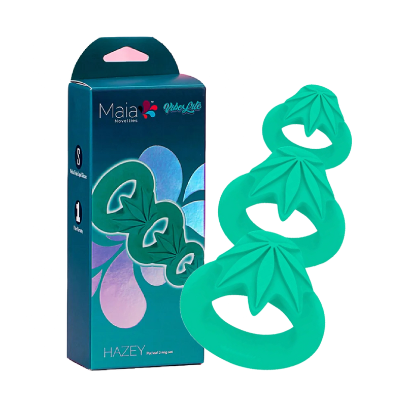 HAZEY Hemp Leaf 3 Piece Liquid Silicone Cock Ring Set (8106621632729)