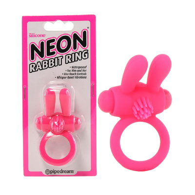 Neon Rabbit Vibrating Cock Ring in Pink (6935761125573)