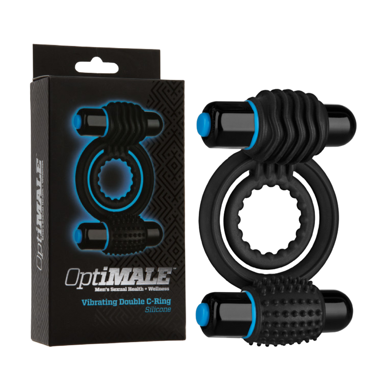 OptiMALE - Vibrating Double C-Ring - Black (4686871756899)