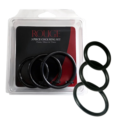 3 Piece Stainless Steel Cock Ring Set Black (8181846474969)