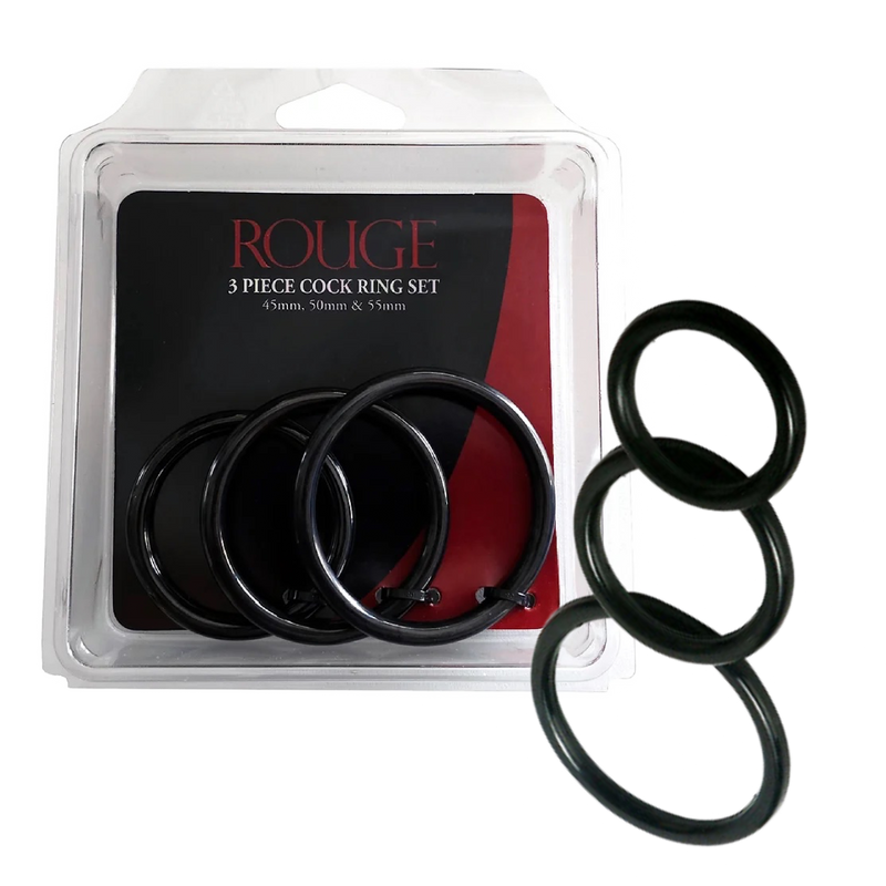 3 Piece Stainless Steel Cock Ring Set Black (8181846474969)