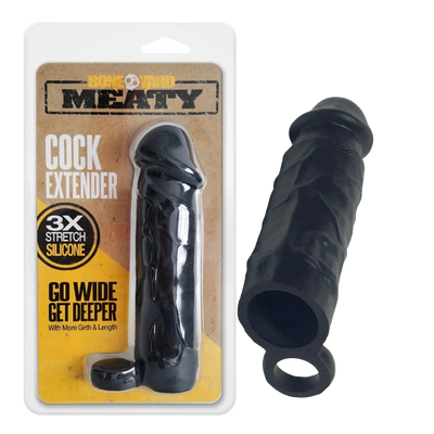 Boneyard Meaty 3X Stretch Silicone Penis Extender 6.5in - Black (8112045359321)