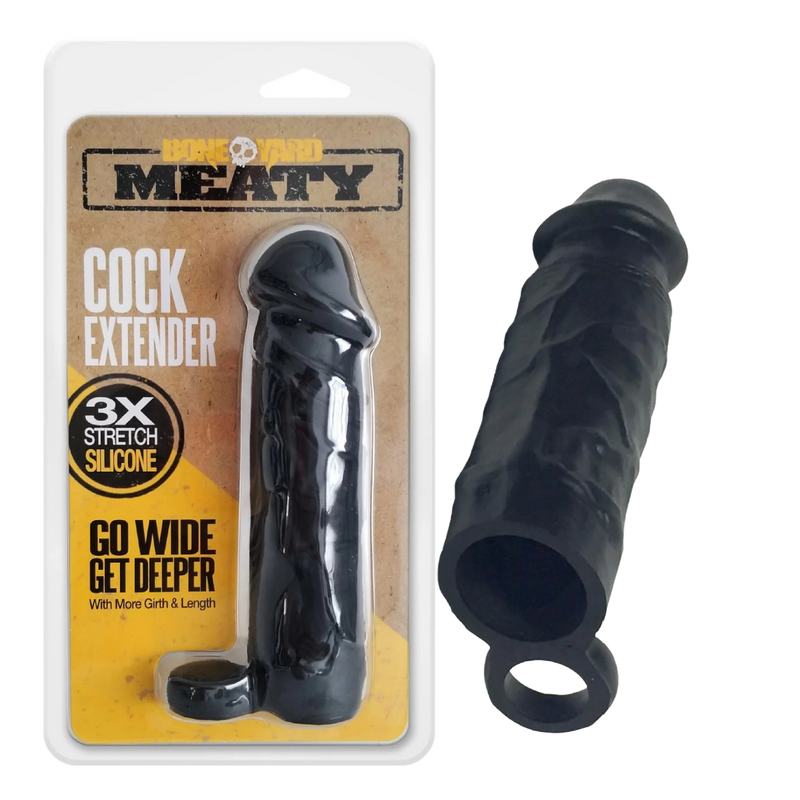 Boneyard Meaty 3X Stretch Silicone Penis Extender 6.5in - Black (8112045359321)