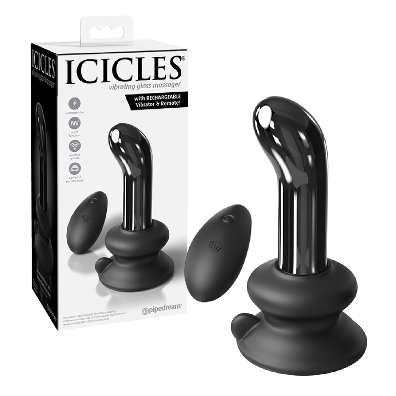 Icicles No.84 With Rechargeable Vibrator & Remote-Black (6798313652421)