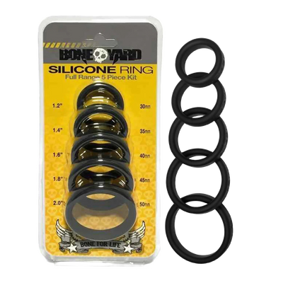 Boneyard Silicone Ring Cock Rings Full Range Kit (5 Piece Kit) - Black (8112133112025)