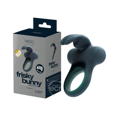 Frisky Bunny Rechargeable Vibrating Ring Black (6203317027013)